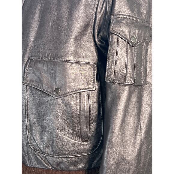 Vintage Flight Jacket American Express Mens 46 Dark Brown Bomber 90s - Picture 3 of 11